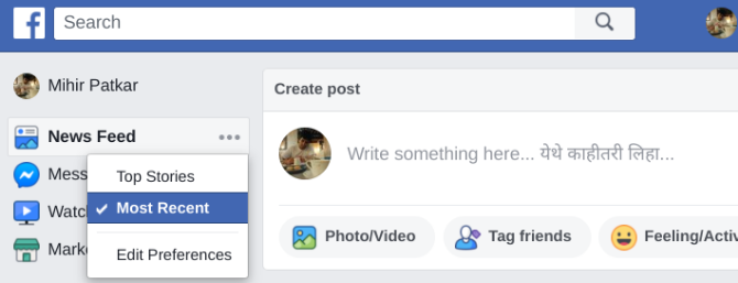 How to change Facebook News Feed to show Most Recent posts first