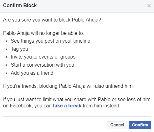 how to block a person on facebook