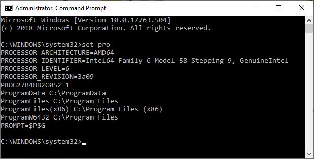 windows command set pro processor info