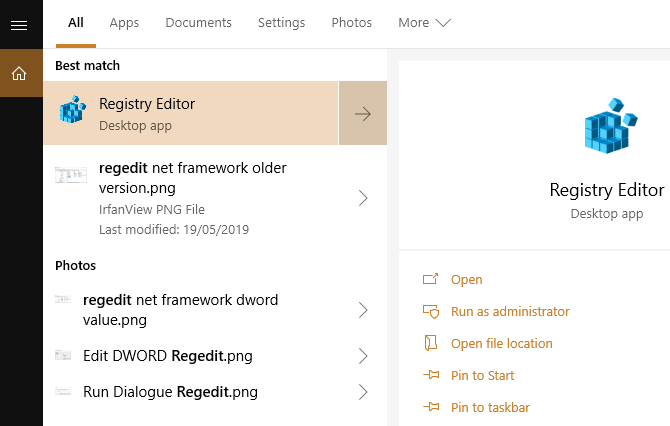 windows registry start menu entry