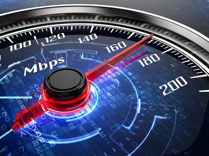 An internet speedometer representing mobile network rates