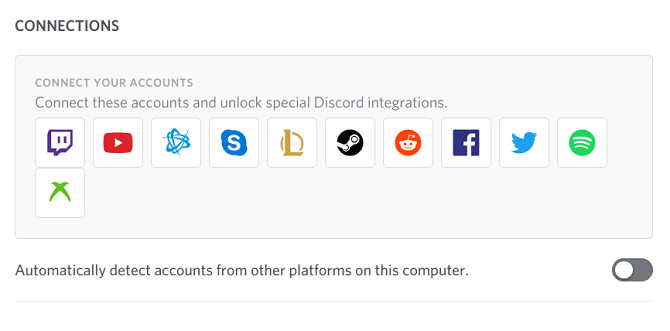 discord connections options