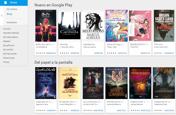 google play books homepage