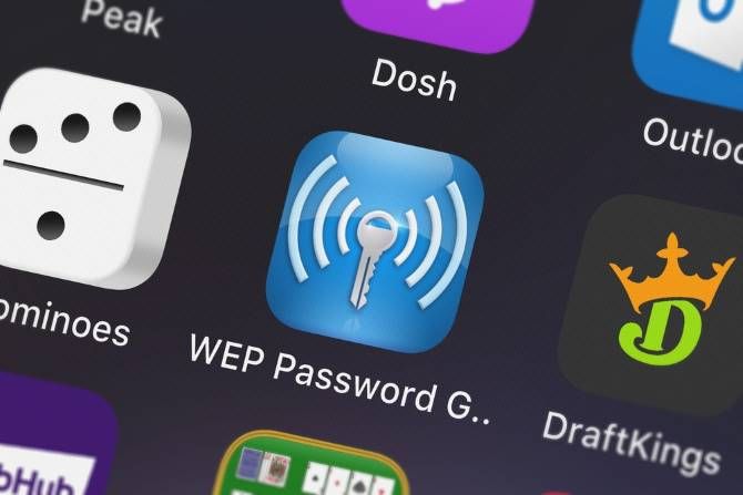 A WEP password generator app on an iPhone