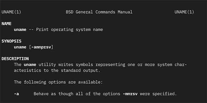 BSD command manual on macOS
