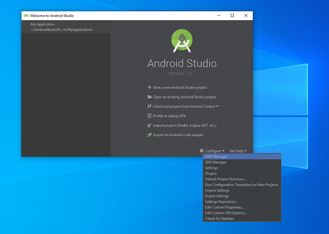 android studio access avd manager to emulate