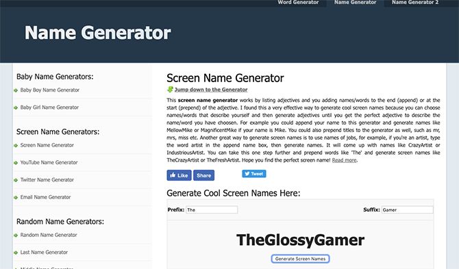 Username Generator Game