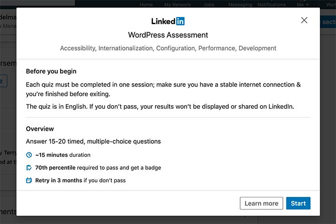 How to Start a Skill Quiz for LinkedIn Skill Assessments