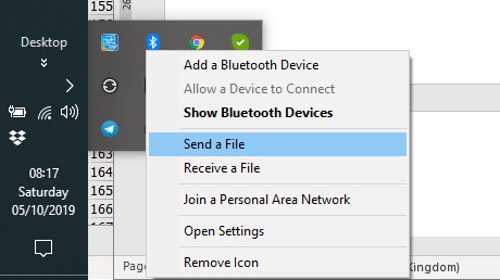 No Wi-Fi Direct? Send a file with Bluetooth instead