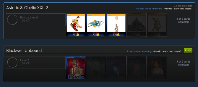 Badges page on Steam