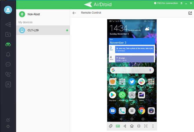 airdroid remote control phone on pc