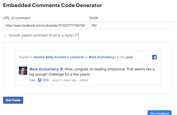Facebook Widgets Embedding Comments Tool