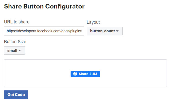 Facebook Widgets Share Button Configurator