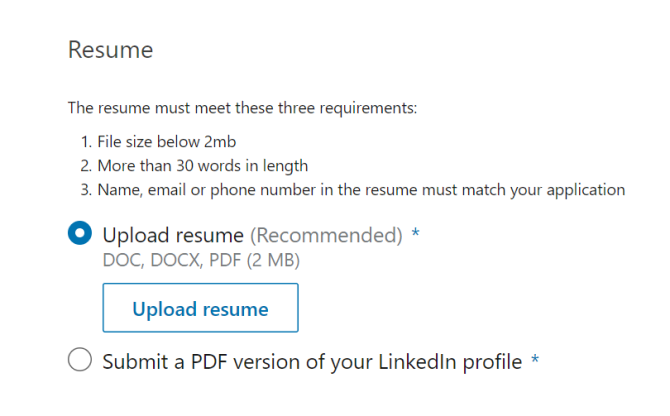 LinkedIn Upload Resume Easy Apply