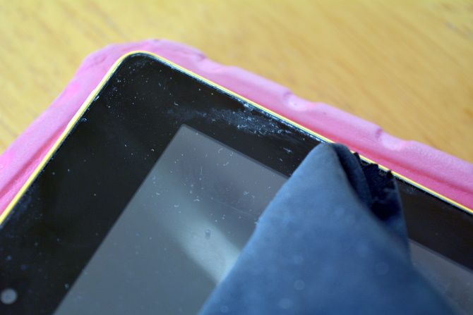 Check for accumulated dirt under the edges of your tablet case