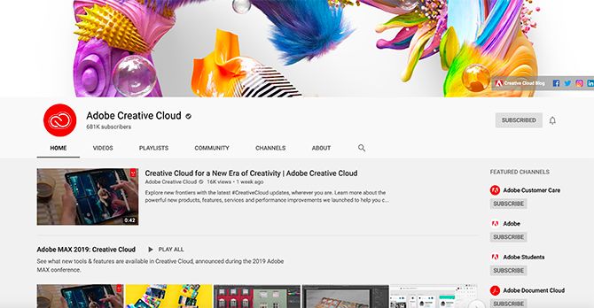 Creative Cloud YouTube Channel