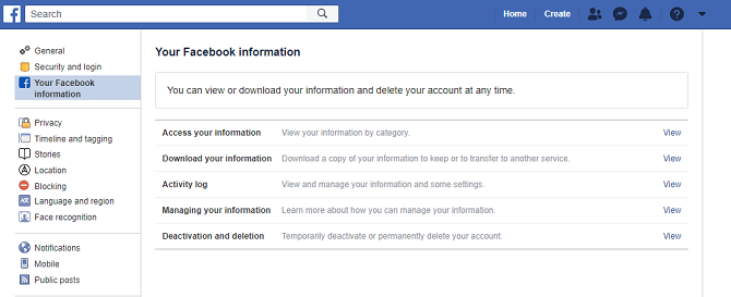 delete or deactivate facebook information page