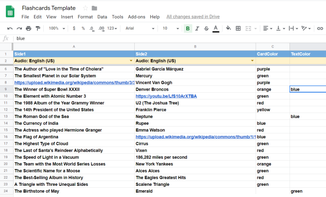 How To Make Digital Flashcards With Google Docs Spreadsheets