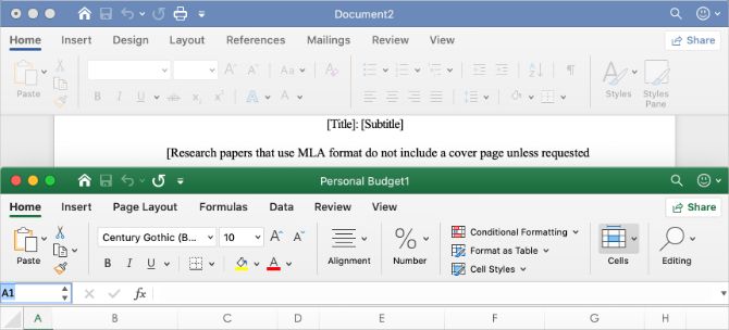 Пользовательские интерфейсы Microsoft Word и Excel