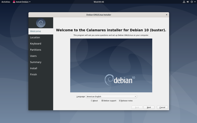 Processo de instalação do Debian GNOME Live CD