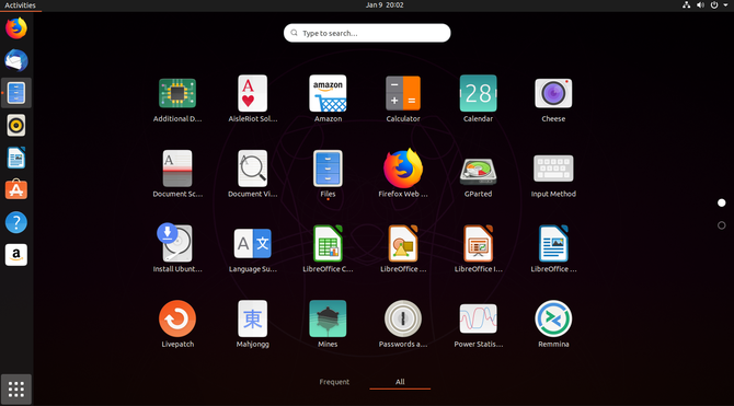 Cajón de aplicaciones de Ubuntu