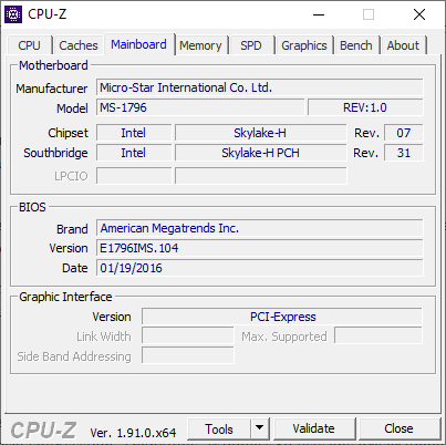 Информация о BIOS материнской платы CPU Z