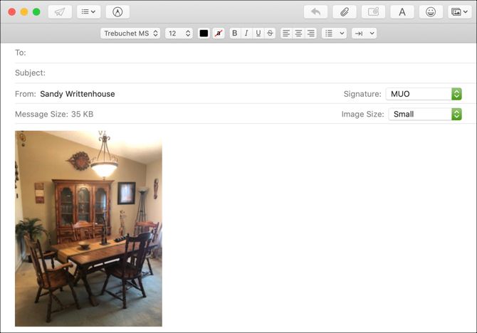 Mail App Изменить размер изображения Mac