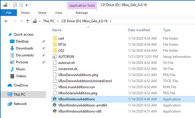 VirtualBox Guest Additions File Windows