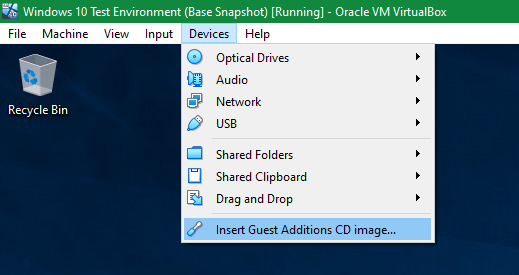 VirtualBox Install Guest Additions