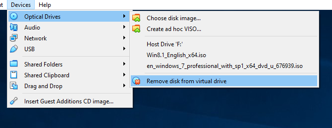 VirtualBox Remove Guest Additions Disc
