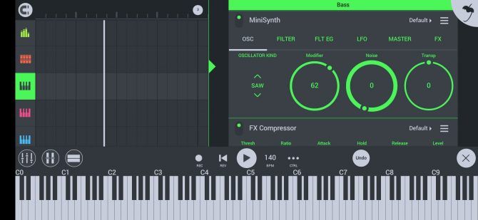 макет экрана FL Studio с пианино