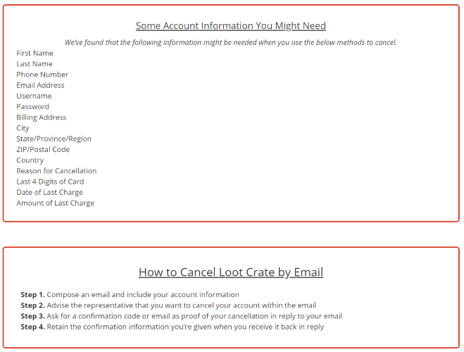 Подробная информация об отмене учетной записи Loot Crate от AccountKiller