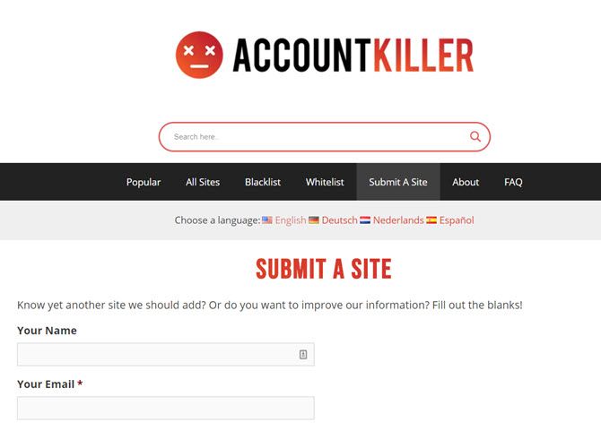 Добавить сайт в AccountKiller