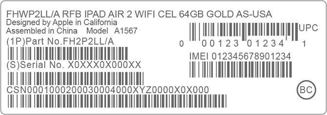 Apple iPad Air 2 IMEI Codes