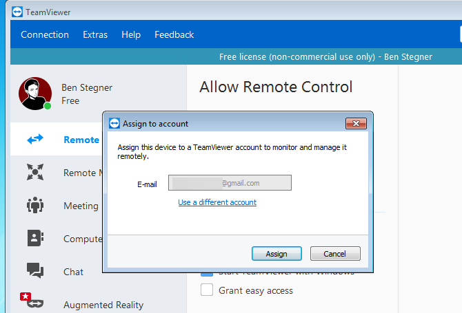 teamviewer account assignment vs manage this device