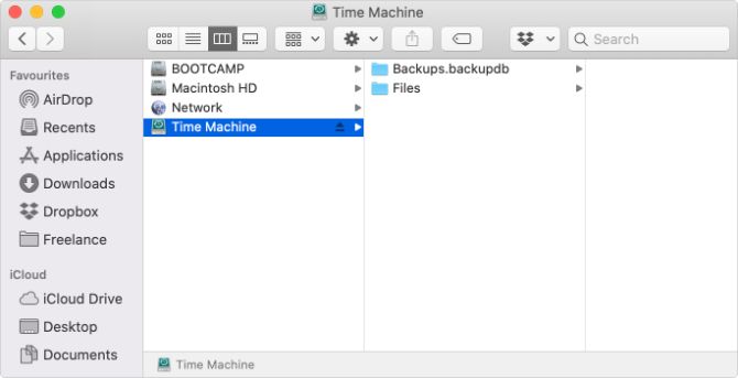 Диск Time Machine с отдельной папкой Files