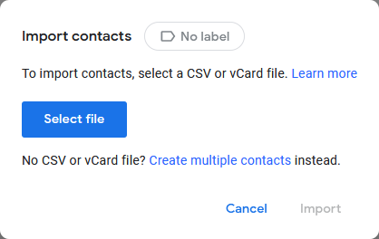 Импорт контактов в Google Контакты