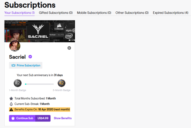 Twitch Subscriptions