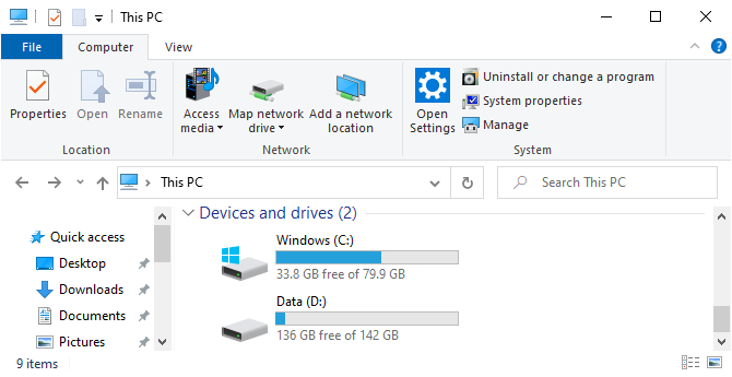 Windows 10 Esta PC conduce