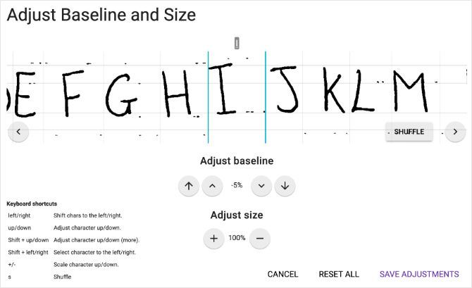 Корректировка базовой линии и размера для пользовательского шрифта