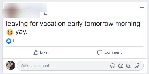 Facebook Leaving Vacation
