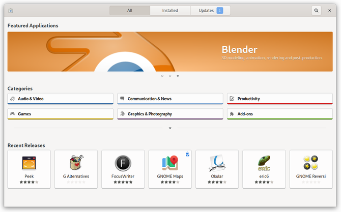 GNOME Software on a GNOME Linux desktop