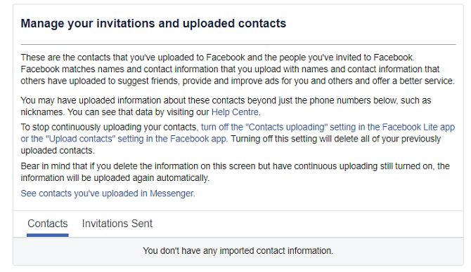manage contacts facebook