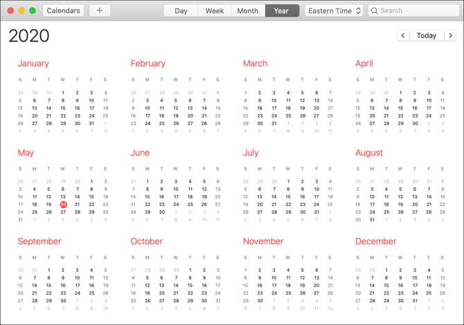 Calendar App Mac-Year View