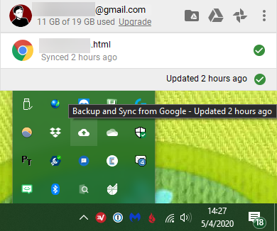 Меню Google Drive Backup Sync