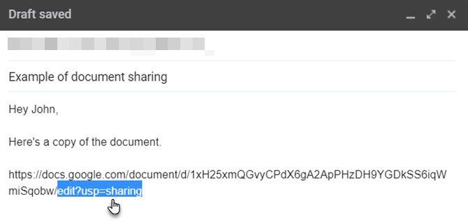 Скопированный URL-адрес Google Диска в электронной почте