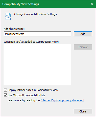 IE Compatibility View