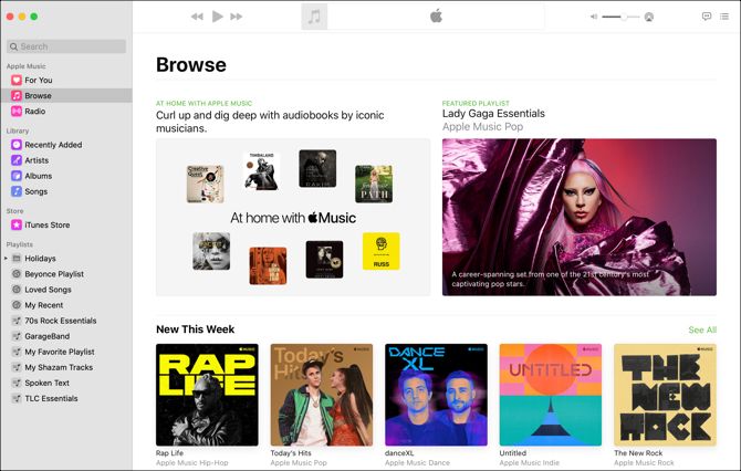 Музыкальное приложение Mac-Browse View