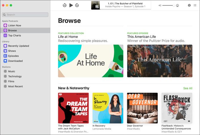 Podcasts App Mac-Browse View
