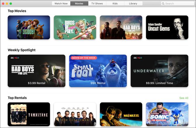 TV App Mac-Movies View